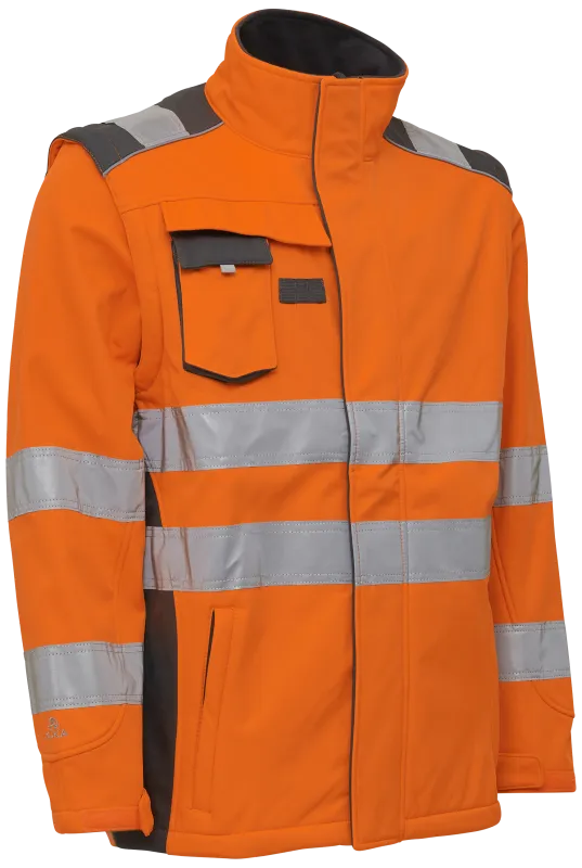 Hi-vis softshelljakke 116504R orange Str./grå 4XL