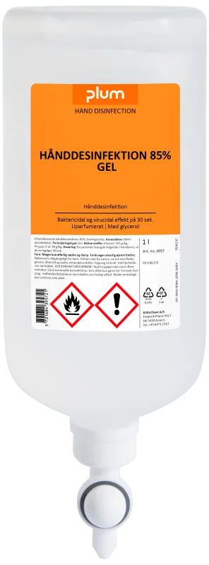 Plum hånddesinfektion 85% gel 1 ltr standbag