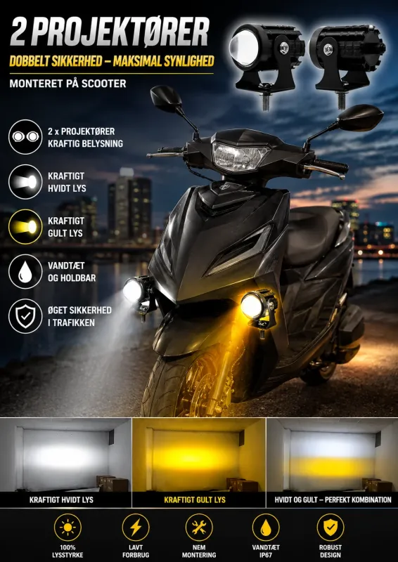 UDSALG - LED Bullet projektører 12 - 80 volt - komplet sæt - Dinled - Køretøjs projektører