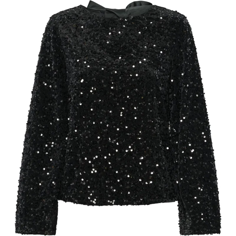 PIECES dame bluse PCKAM - Black Black sequins
