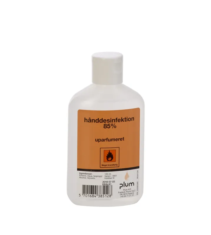 Plum Hånddesinfektion 85% Flydende 120 ml flaske RESTSALG