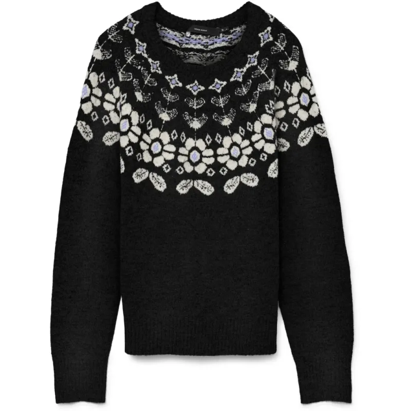Vero moda dame strik VMSIMONE - Black Detail:W. BIRCH + BABY LAVENDER