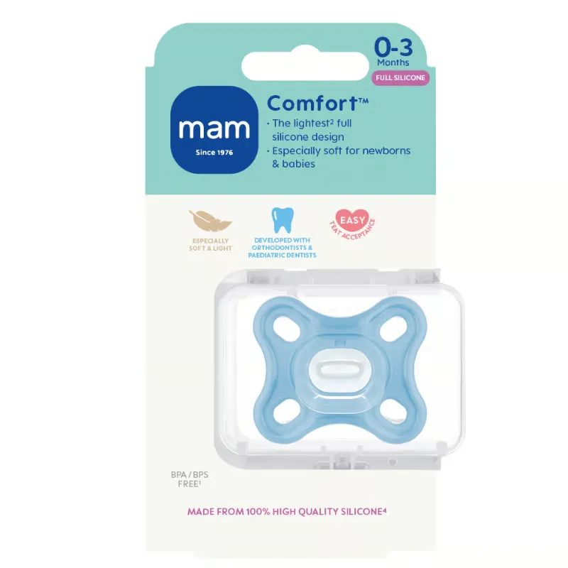 MAM Comfort Silikone Sut 0-3 Mdr. Blue (1 stk)