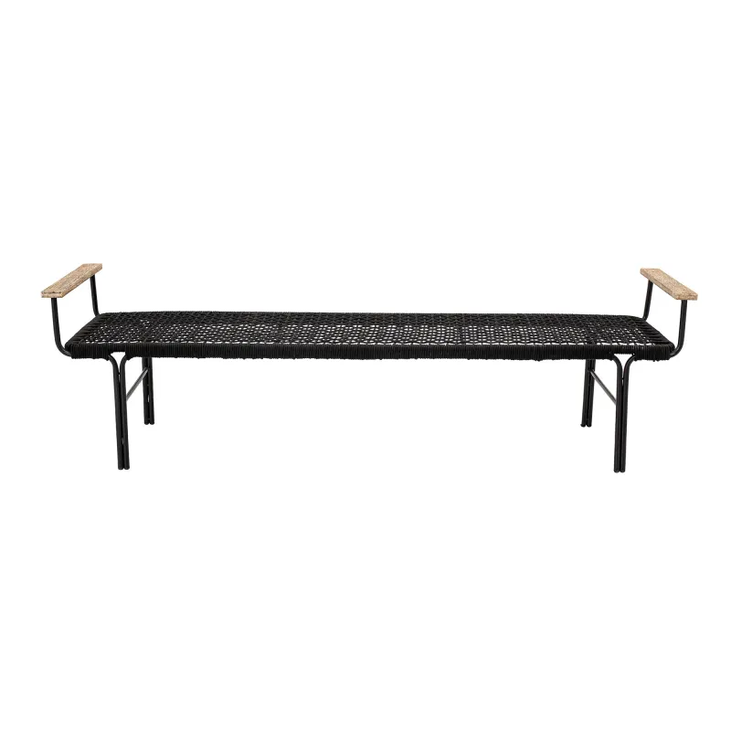 Bloomingville - Mundo Bænk, Metal/træ, Sort 50x175 cm