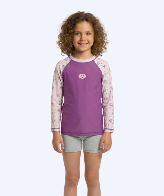 Watery UV-trøje til børn - Brandman Langærmet Rashguard - Pink/lilla - UV badetøj