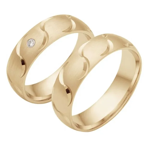 Vielsesringe i 9 kt. Guld med Diamant 0,02 ct. - 6 mm