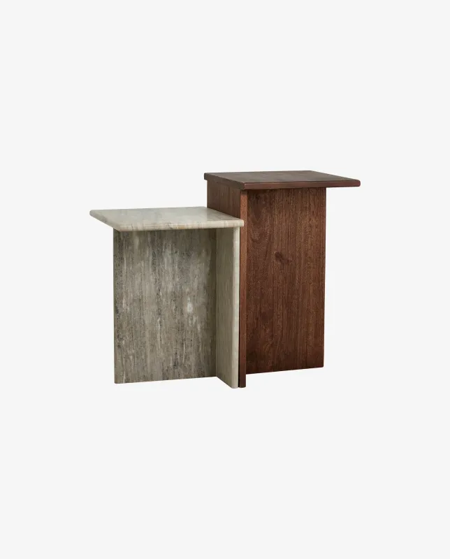 Nordal - GLINA høje borde i træ og marmor  -  L35 × B35 × H58 cm