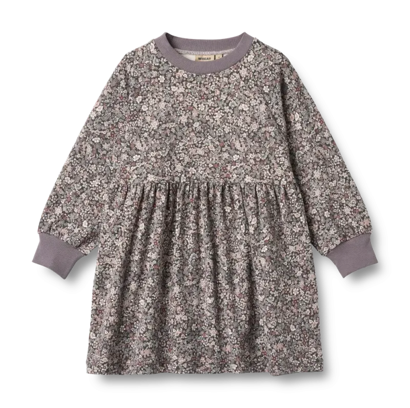 Dorthea Jersey Kjole - Purple stone flowers - 3 ÅR