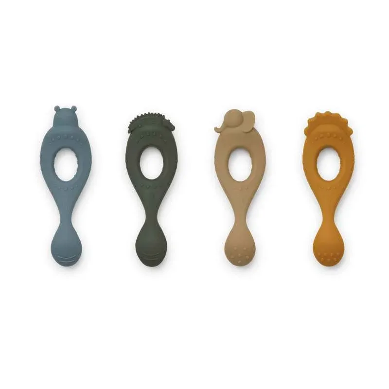 Liewood Liva Bløde Babyskeer - 4-pak - Silikone - Safari/Blue Multi Mix
