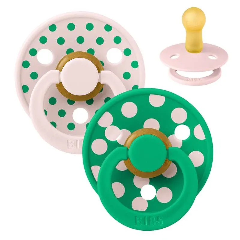 BIBS Rund Colour Sut - 2-Pak - Str. 2 - Naturgummi - Polka Studio - Petal/Cactus