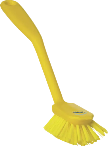 Vikan Opvaskebørste m/skrabekant, 280 mm, Medium, Gul