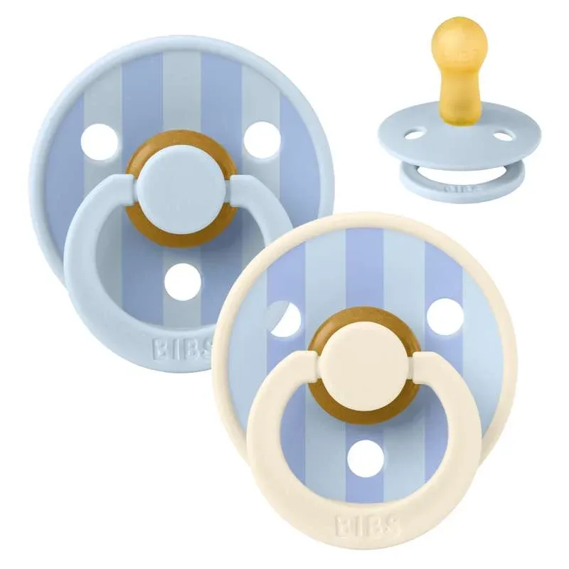 BIBS Rund Colour Sut - 2-Pak - Str. 2 - Naturgummi - Block Studio - Baby Blue/Dusty Blue Mix