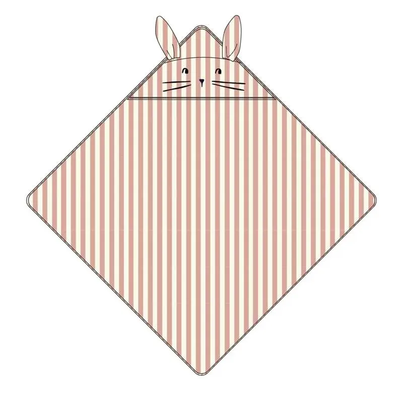 Liewood Albert Badehåndklæde m. Hætte - Coral Blush/Creme de la Creme Stripe