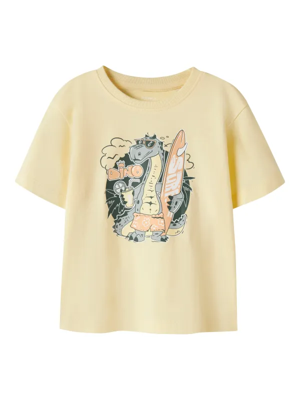 Name It Vanyo - SS Top - Double Cream Dino Surf - 92 cm