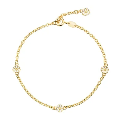 Lund mikro Marguerit armbånd i forgyldt Sølv - 17,5 cm