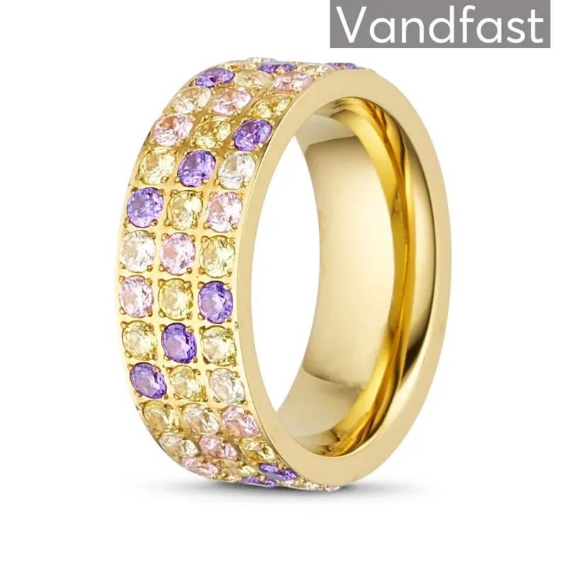 ANNEBRAUNER Alliance Purple/Yellow Mix Ring 18K Guldbelagt