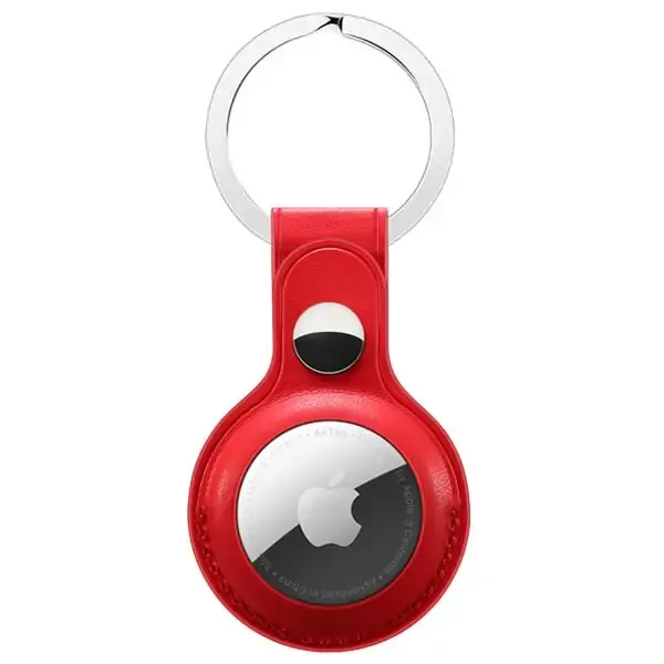 Apple AirTag læder nøglering. Rød.
