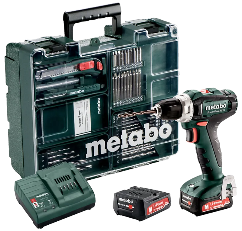 Bore-/skruemask. PowerMaxx BS12 2×2,0Ah m/tilbehør