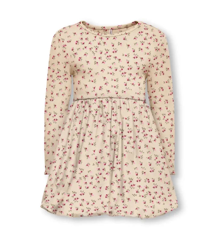 Only Mini Trinny Life LS Bal Dress - Whitecap Gray Sia Open Ditsy - 92 cm