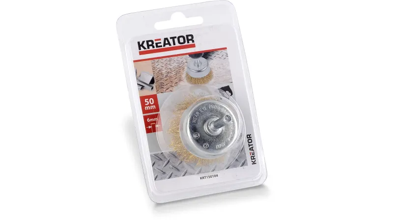 Kopbørste messing Ø 50 mm 6 mm skaft