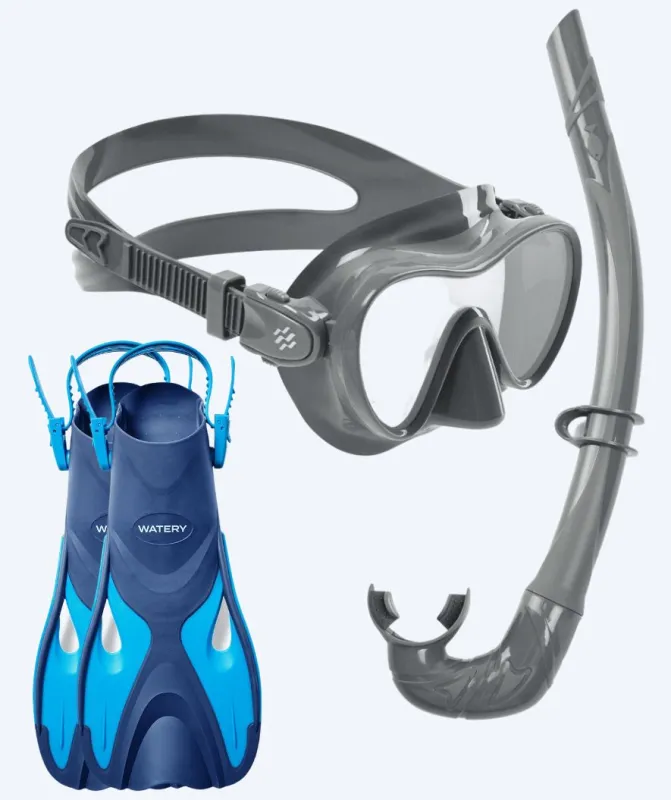 Watery snorkelsæt til børn - Fisher/Cliff - Blå/grå - Snorkelsæt til børn (4-16 år)