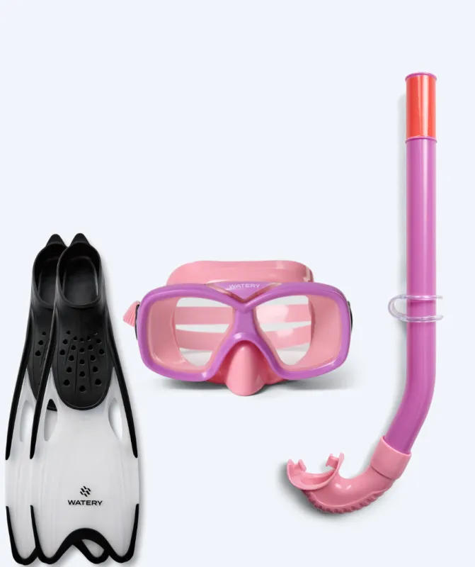 Watery snorkelsæt til junior (8-15) - Misu/Rilian - Lyserød/sort - Snorkelsæt til børn (4-16 år)