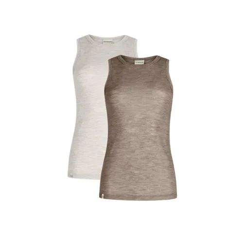 Tank Top Til Dame I 100% Merino Uld, 2-pak M Nature/beige Melange