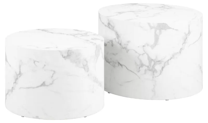 ACT NORDIC Dice sofabord, rund - hvid marmor Carrara ru papir (Ø58) (sæt med 2)