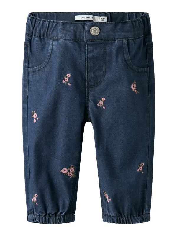 Name It Rose Shaped Emb Jeans - Dark Blue Denim - 50 cm