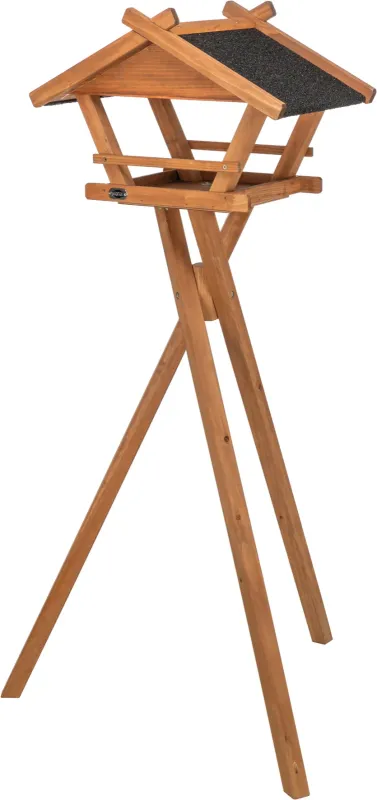 Trixie - Natura Fuglefoderhus med Stativ, 52x34,5x33,5 cm H:134 cm - Brun Glaseret Fyrretræ
