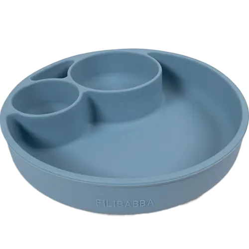 Filibabba Silikone Tallerken Ruminddelt Powder Blue (1 stk)