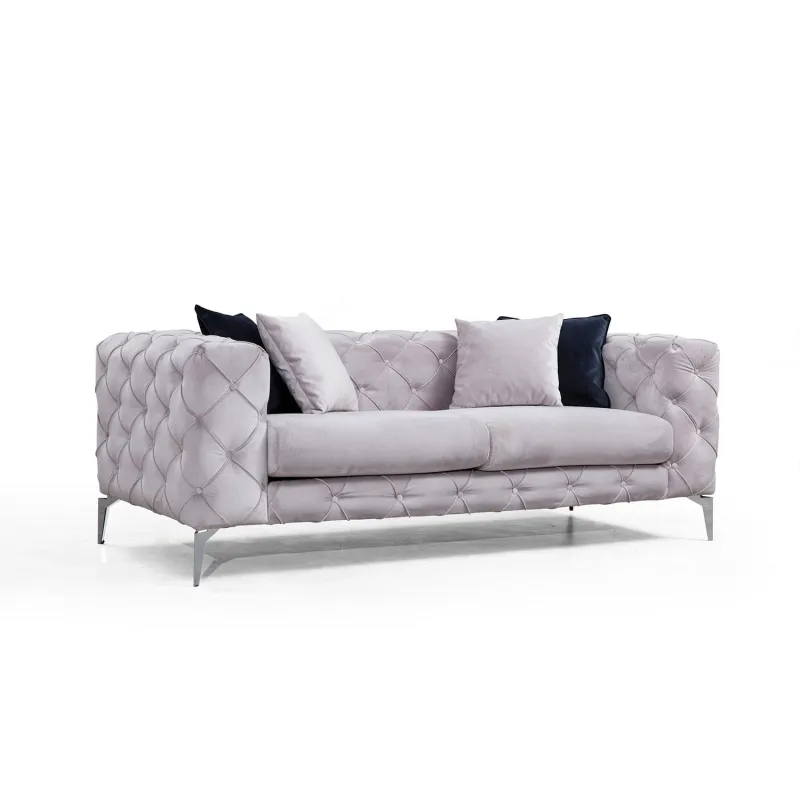 NORDVÄRK Como 2 pers. sofa - lysegrå polyester og krom metal