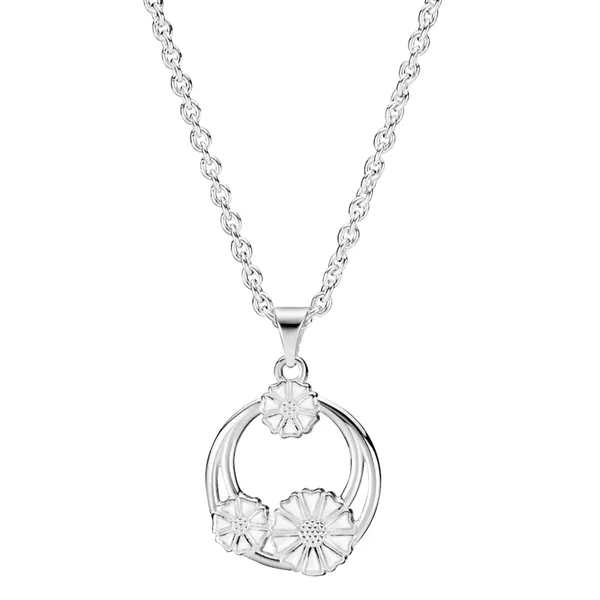 Lund Marguerit Collier i Sølv med runde Ringe - 45 og 48 cm