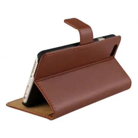 iPhone 6/6S læder cover & stander m kreditkortholder. Brun.