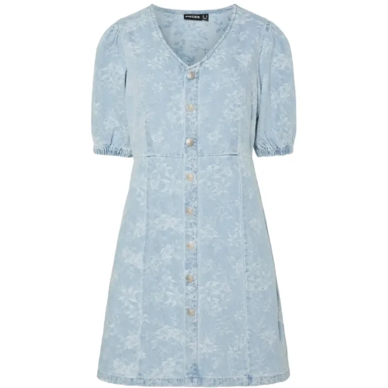 PIECES DAME DENIMKJOLE PCFELINE - Light Blue Denim