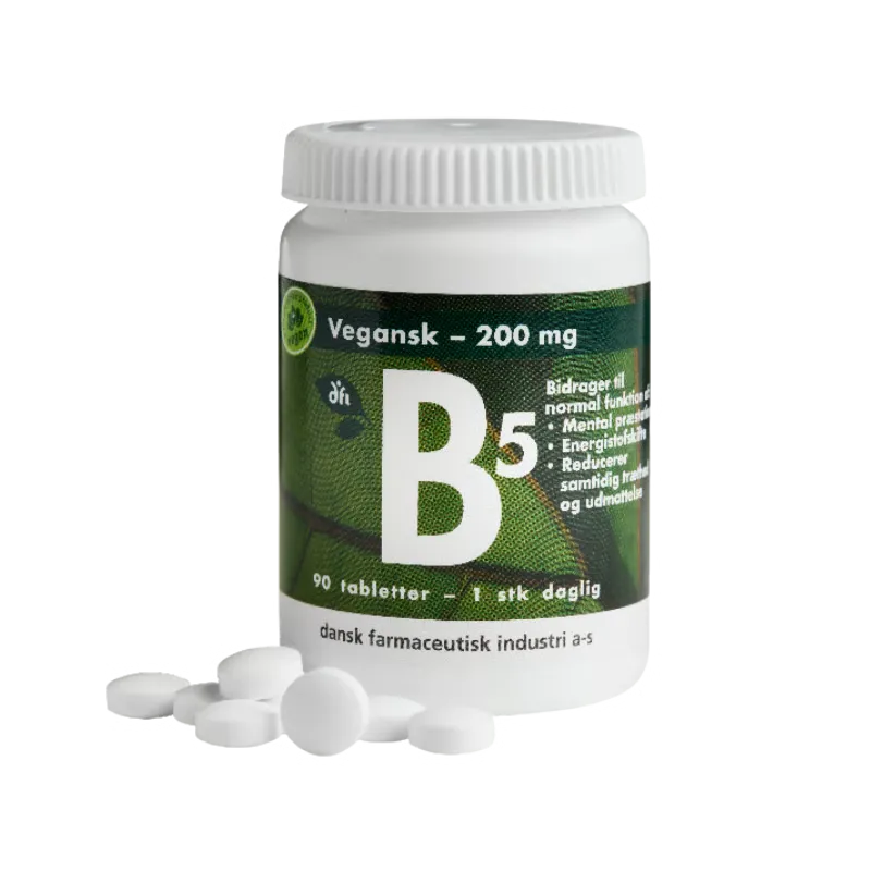 Grønne Vitaminer B5 200 mg Vegansk (90 tabl)