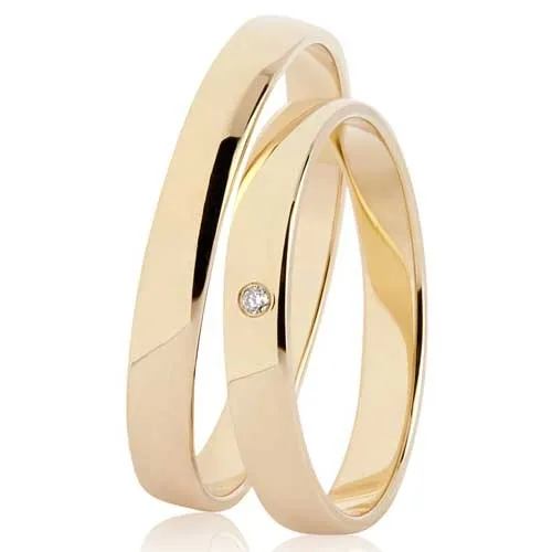 BARTOLI Classic vielsesringe i Guld med Diamant 0,01 ct. - 3 mm