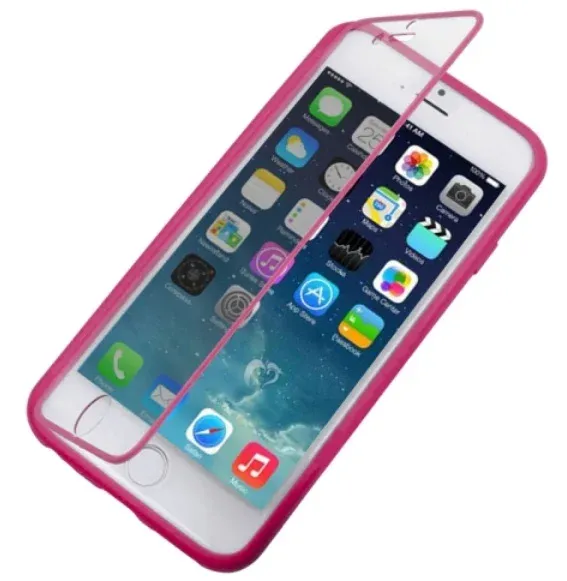 iPhone 6/6S TPU cover med plast skærmcover. Hot pink.