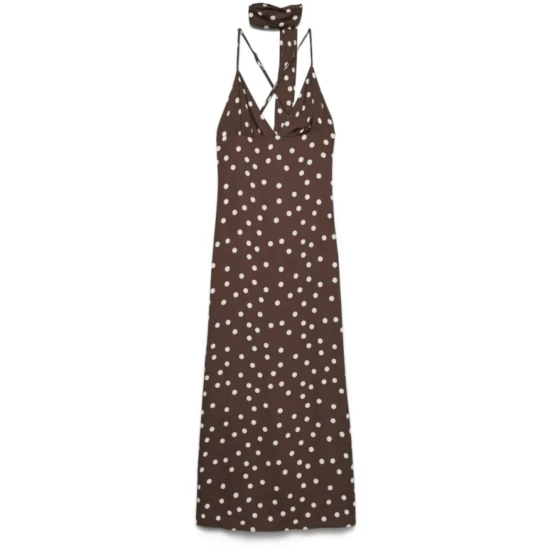 VERO MODA dame kjole VMELISA - Chocolate Martini Snow white dot