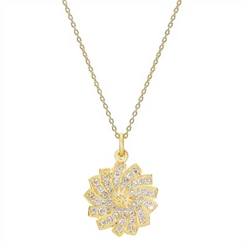 Collier i forgyldt Sølv med rundt Vedhæng og Zirkonia - 40 og 45 cm