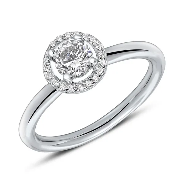 Ring i Sterling Sølv med Halo og Zirkoniasten