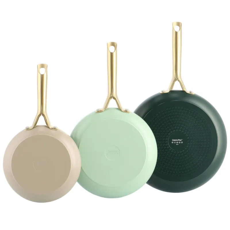 Greenpan Shades stegepandesæt 3 dele, taupe/pastel green/moroccan green