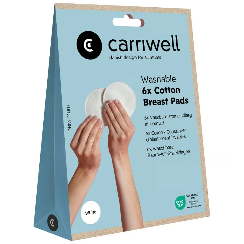 Carriwell Washable Breast Pads White (6 stk)