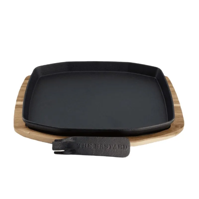BSTRD Sizzling Plate & Holder Cast Iron 24x32 cm