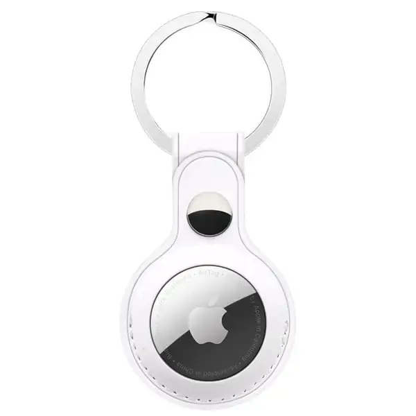 Apple AirTag læder nøglering. Hvid.