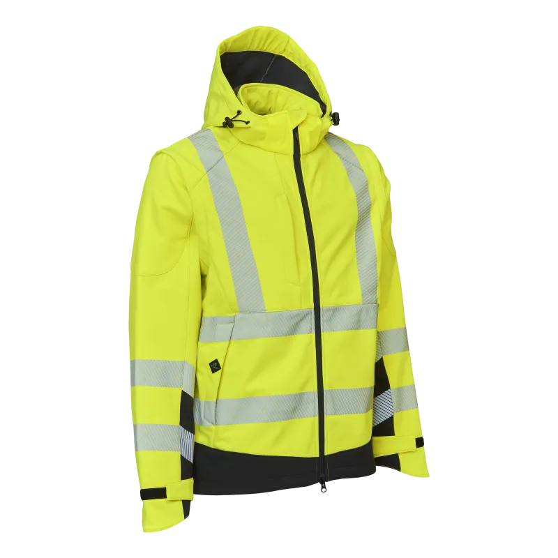Visible Xtreme Softshell Jakke med aftagelige ærmer - Fl.Gul/Sort - 4XL