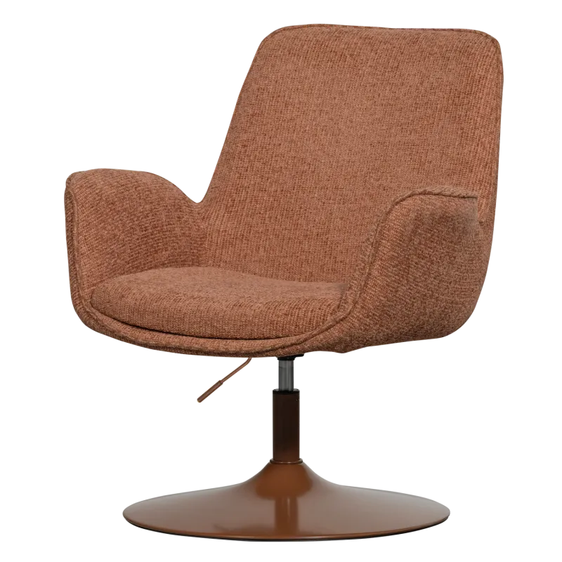 WOOOD Mårten lænestol, højdejusterbar, m. armlæn - orange polyester stof og orange metal