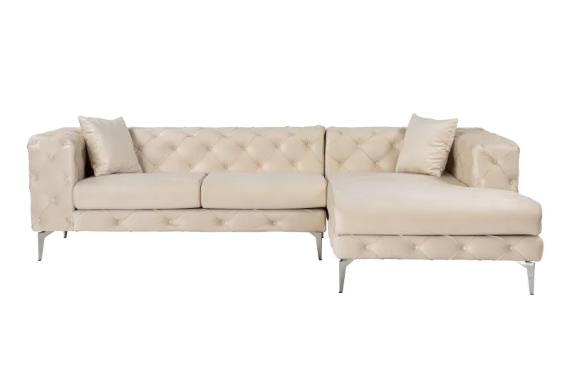 NORDVÄRK Como Eco Højre hjørnesofa - beige polyester og metal
