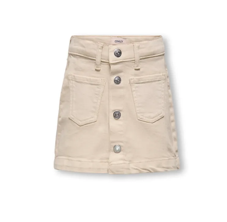 Only Mini Amazing - Col Skirt Tai Denim - Oatmeal - 92 cm