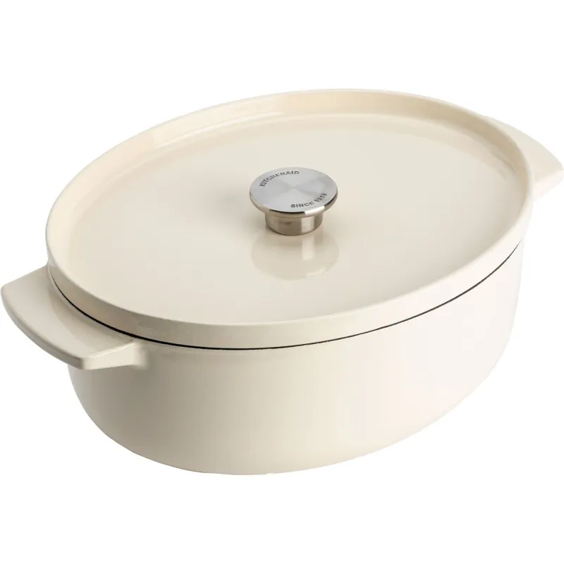 Kitchenaid Støbejernsgryde oval 30 cm, 5,6 liter, almond cream